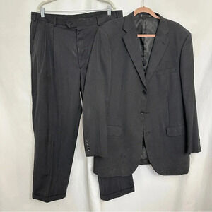 Emanuel Ungaro Men's 44L Blazer 38W Pants 2-Pc-Suit 100% Wool‎ Black